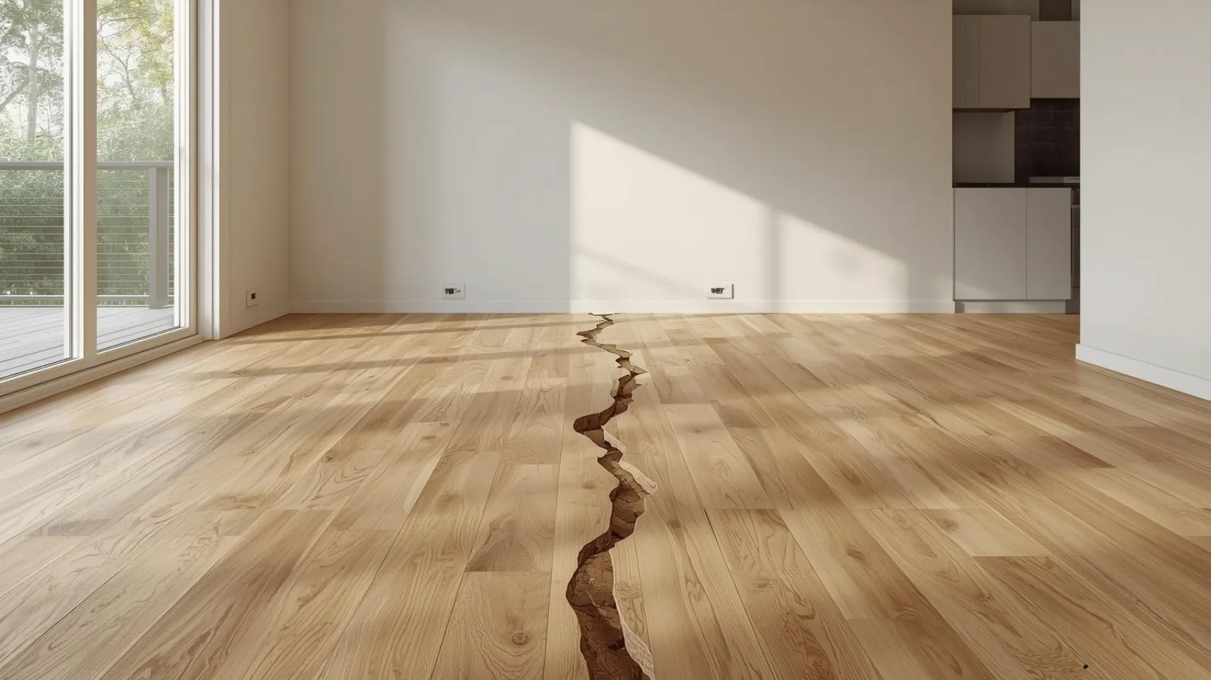 hardwood flooring damage in modern bear lake idaho cabin showing warping and gaps from moisture exposure