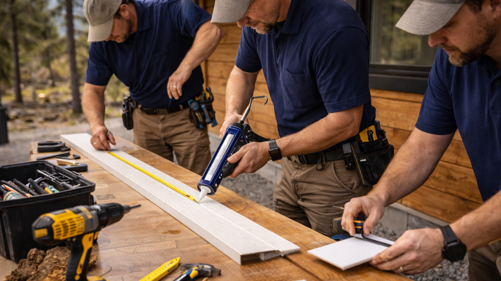 fascia repair bear lake idaho preparing materials and tools for roof edge repair and moisture protection