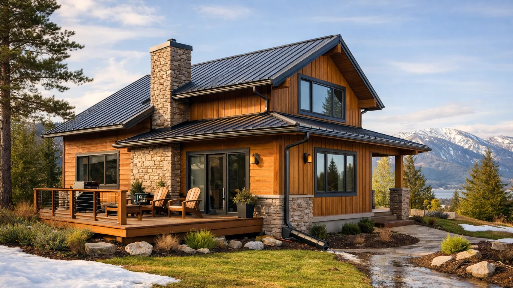 gutter repair bear lake idaho showing clean cabin exterior ready for spring with proper drainage system