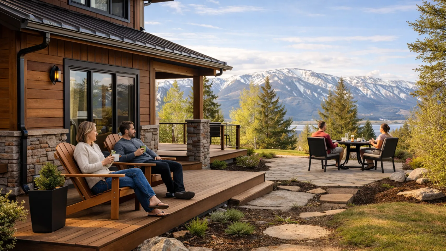 cabin drainage solutions bear lake idaho showing outdoor living space with no water pooling and proper runoff control