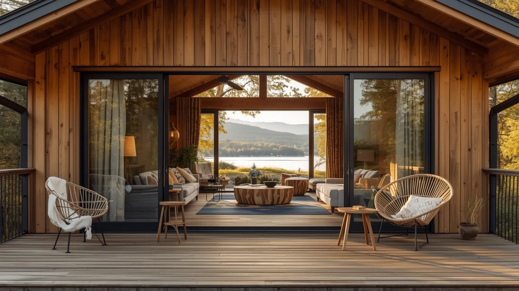 cabin deck bear lake idaho showing indoor outdoor living flow and high foot traffic summer use